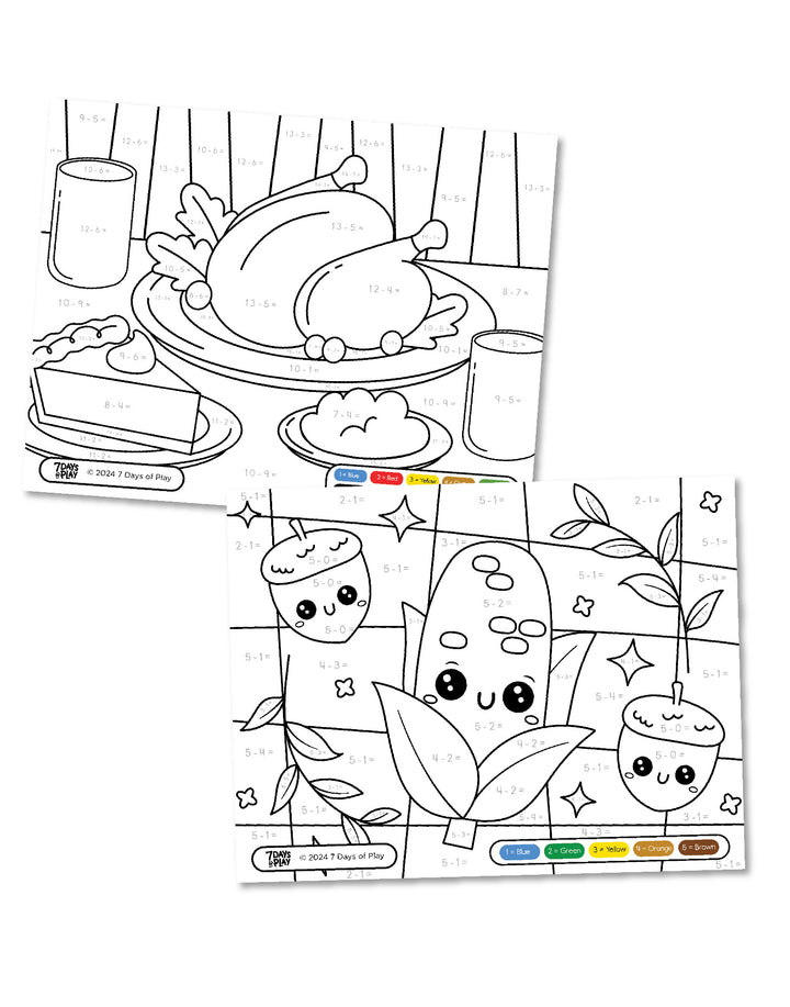 Thanksgiving Color By Number - Printable