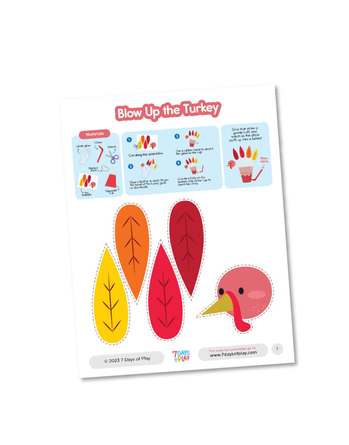 Printable Thanksgiving turkey craft template for kids to cut, glue, and assemble